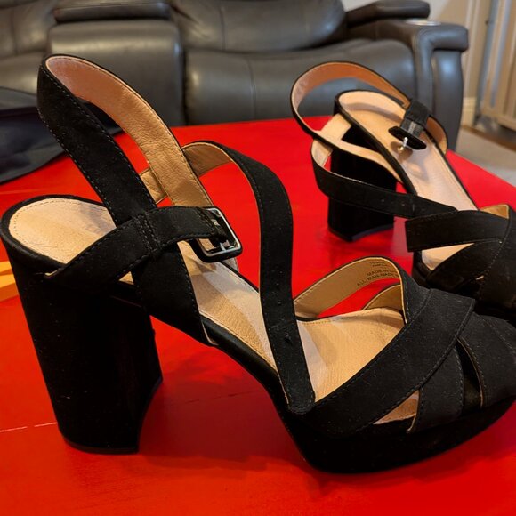 LIMELIGHT Black Suede Platform Heels - Size 11M - Picture 2 of 6